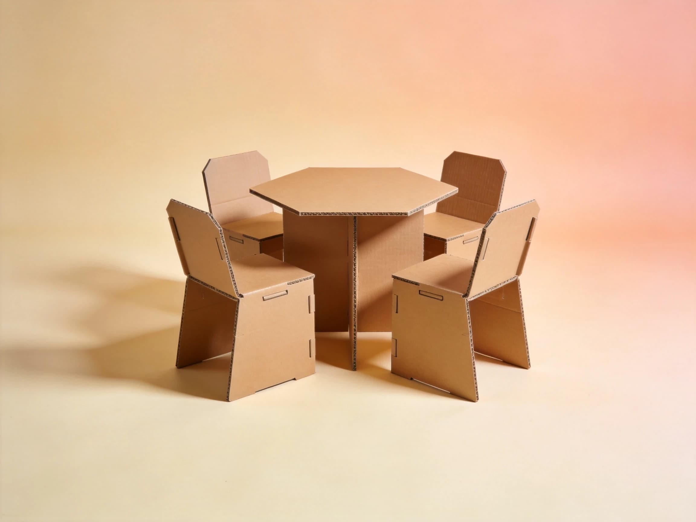 紙家具_六角桌椅組